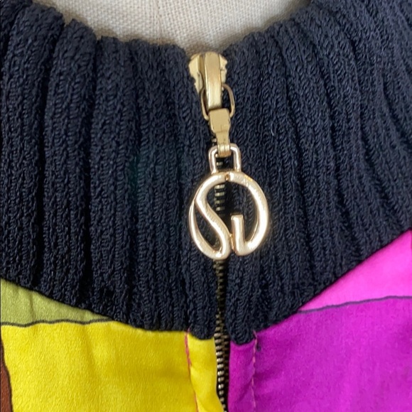 Vintage ST. JOHN multicolor silk bomber jacket M - Picture 4 of 8